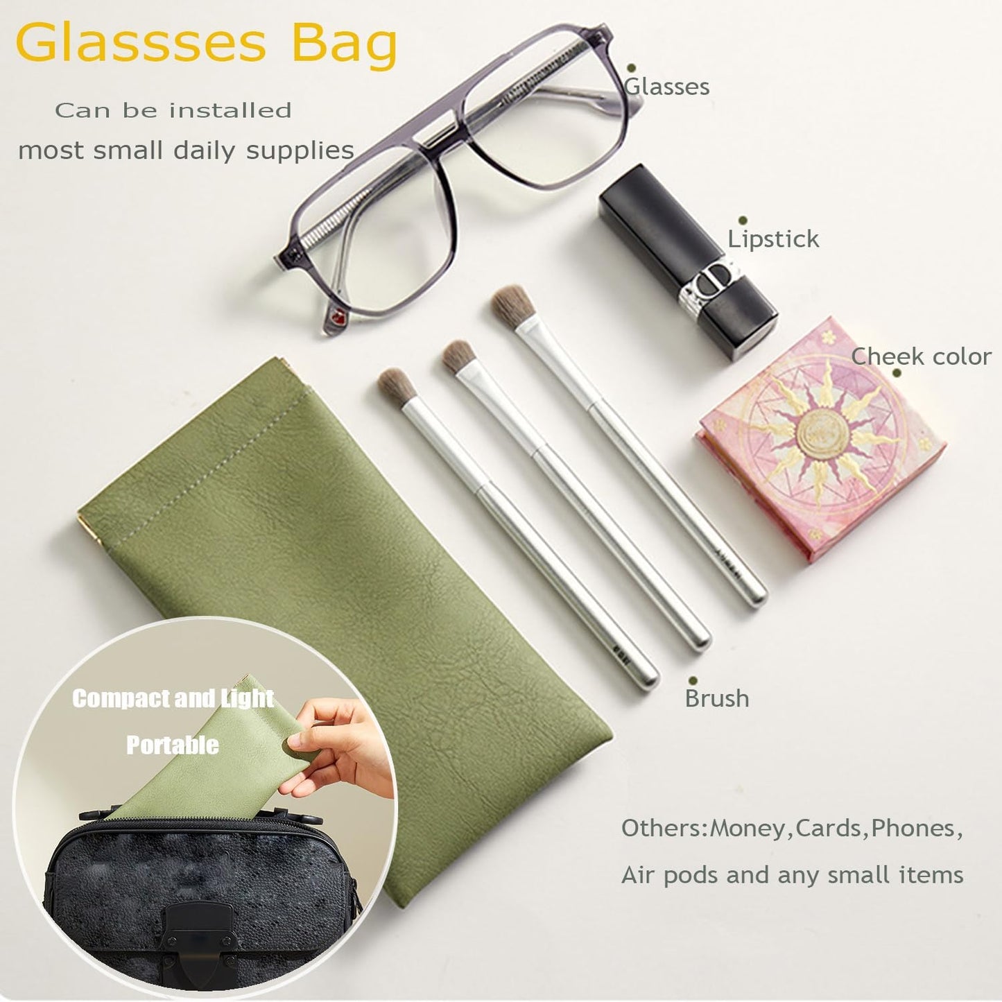 4 Pack Squeeze Top Glasses Case Soft Leather Eyeglasses Cases Sunglasses Pouch Portable Glasses Pouch Bags