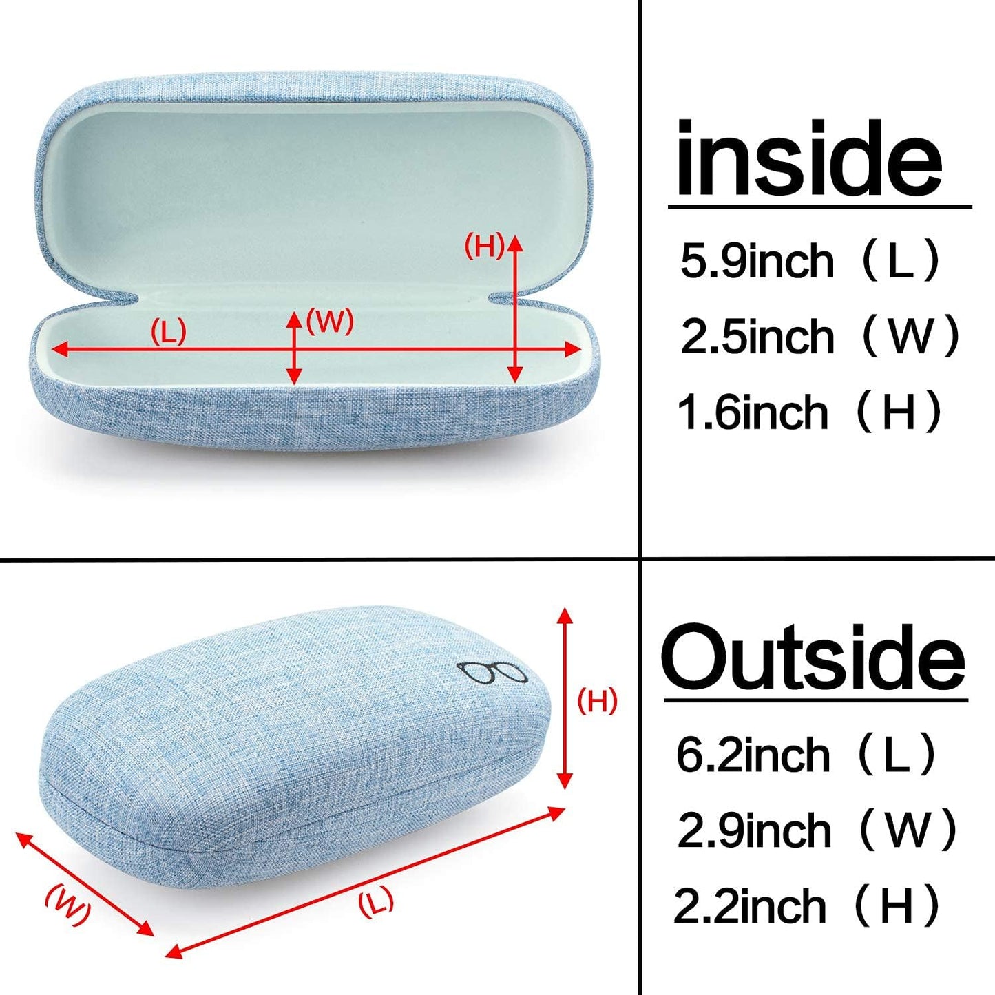 Vemiss Hard Shell Eyeglasses Cases, Linen Fabrics Protector Sunglasses Case, Large Glasses Case