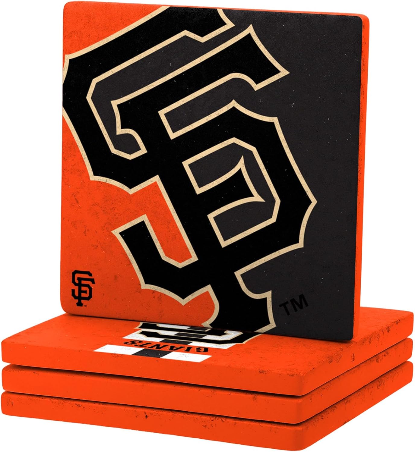 FOCO MLB Official 4-Pack Beverage Drink Ceramic Stone Coaster Set (San Francisco Giants)