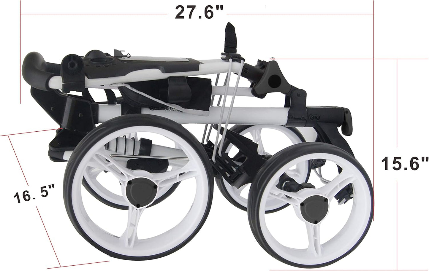Folding Golf Push Cart 4 Wheel with Foot Brake – 1-Second Open & Close Golf Bag Cart, Adjustable Handle, Ball-Bearing Wheels, Lightweight Aluminum Frame, Umbrella Holder Included