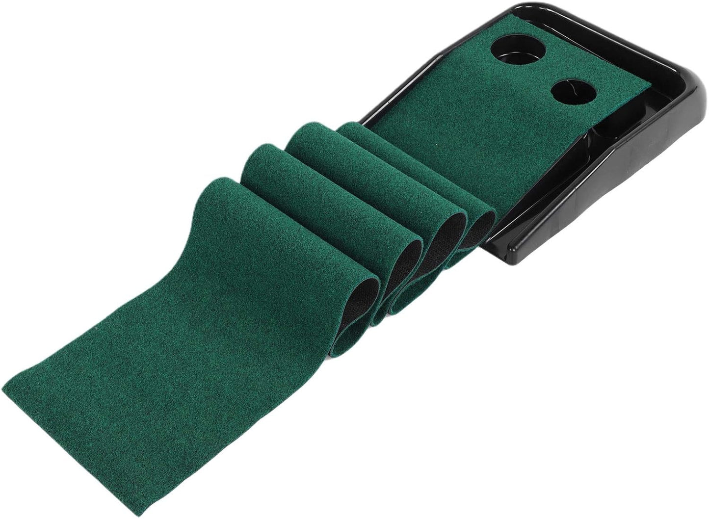 Golf Putting Trainer Mat Foldable Indoor Outdoor Practice Green Fairway Pad with Automatic Ball Return Slope for Home Office Balcony Grass 2.5M Length Flocking Blanket Material