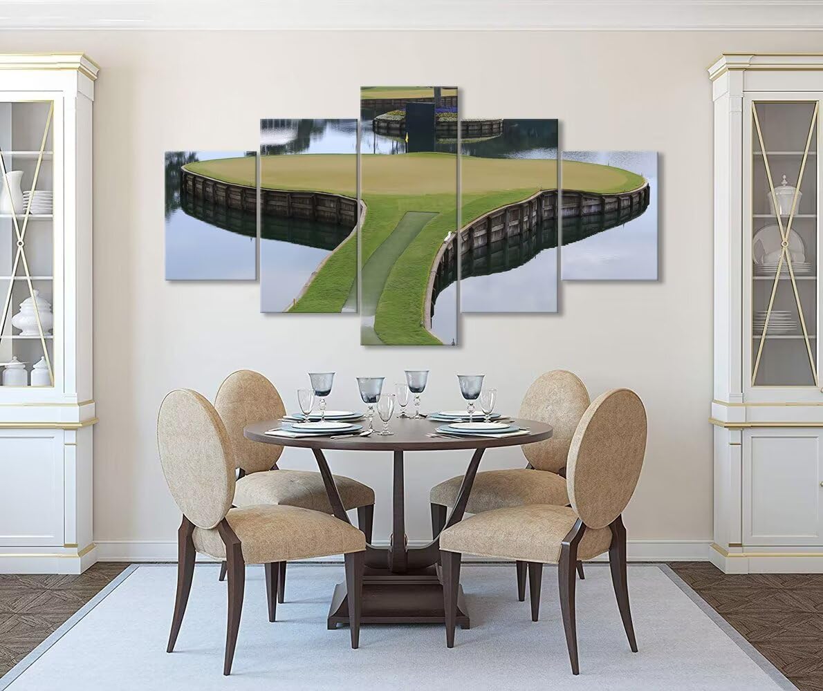 chenchenArt TPC Sawgrass Golf Course Wall Art Pictures USA Golf Course Wall Decor for Living Room Bedroom Bathroom Home Decorations Golf Posters Canvas Pirnts Framed Ready to Hang(60''W x 40''H)