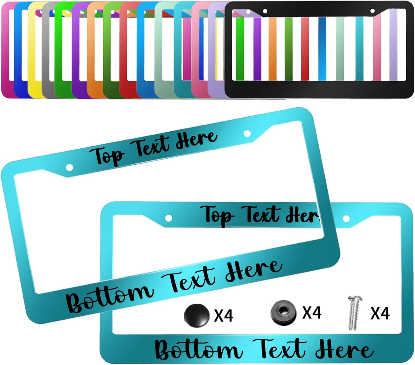 2 Packs Custom License Plate Frame Personalized Car Tag Frame with Screw Caps,2 Holes,12"x6",Style 4