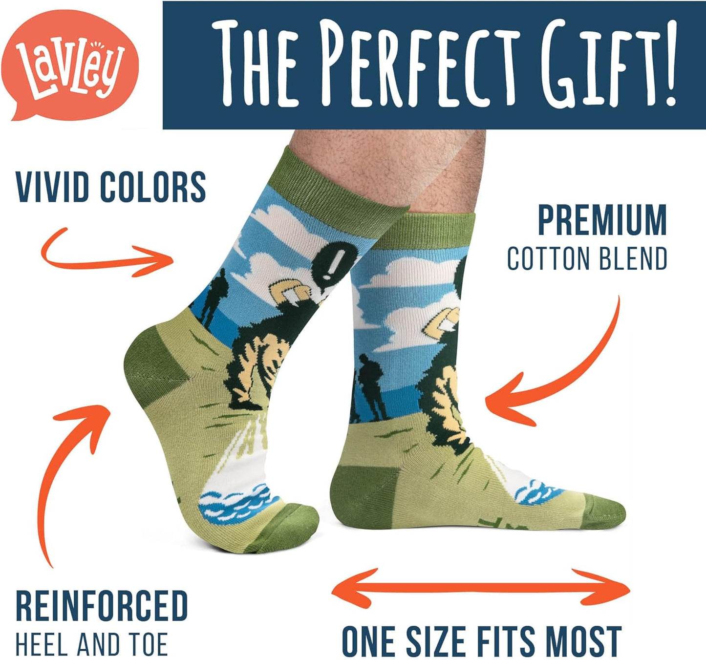 Lavley Funny Golf Socks - Fun gift for golfers - Unisex one size fits most - Great for birthdays or stocking stuffers
