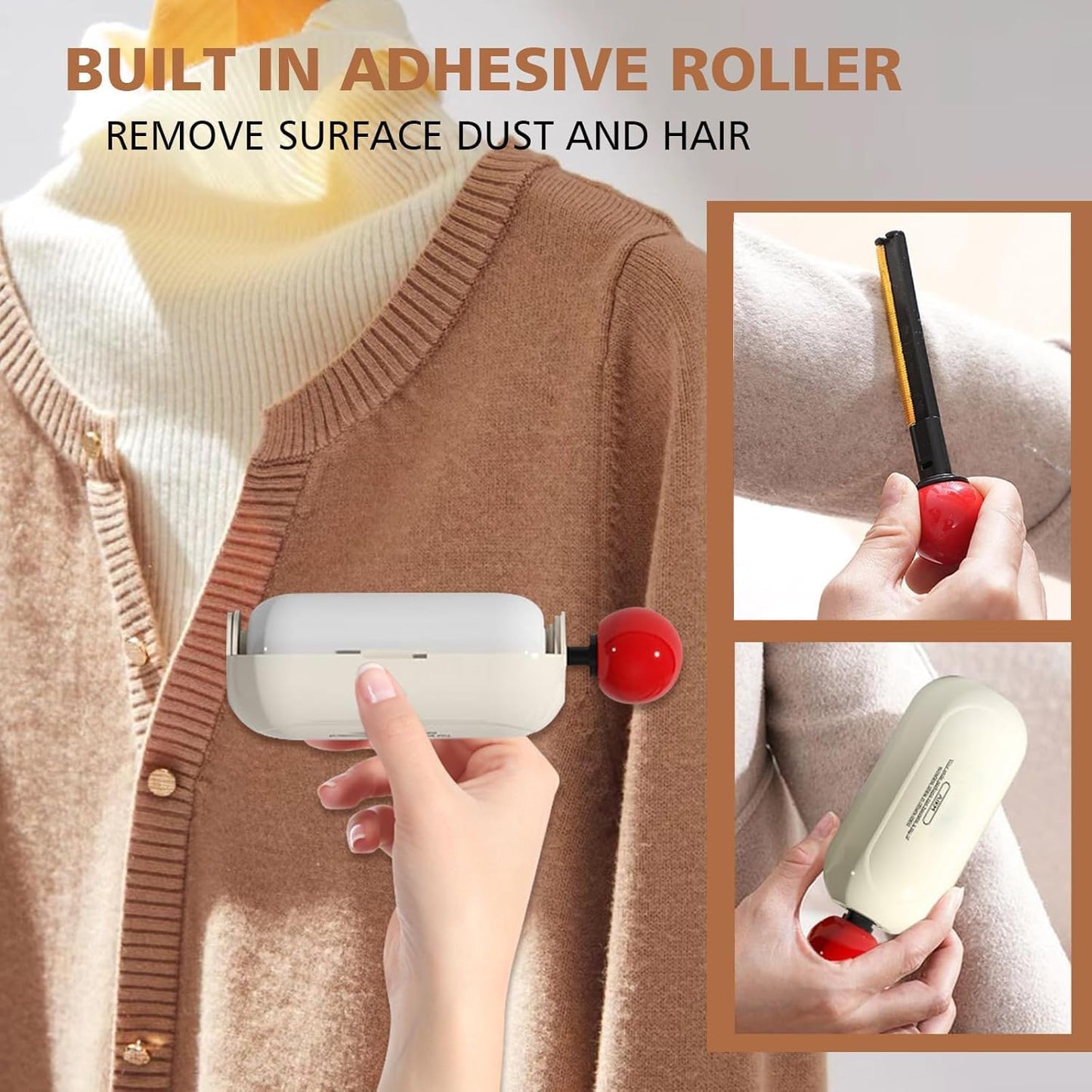 NAISI Enjoy Portable Lint Roller, 2 In 1 Washable Lint Remover, Ball for Clothes, Furniture, Pet Hair, Reusable Mini Lint Roller (Black)