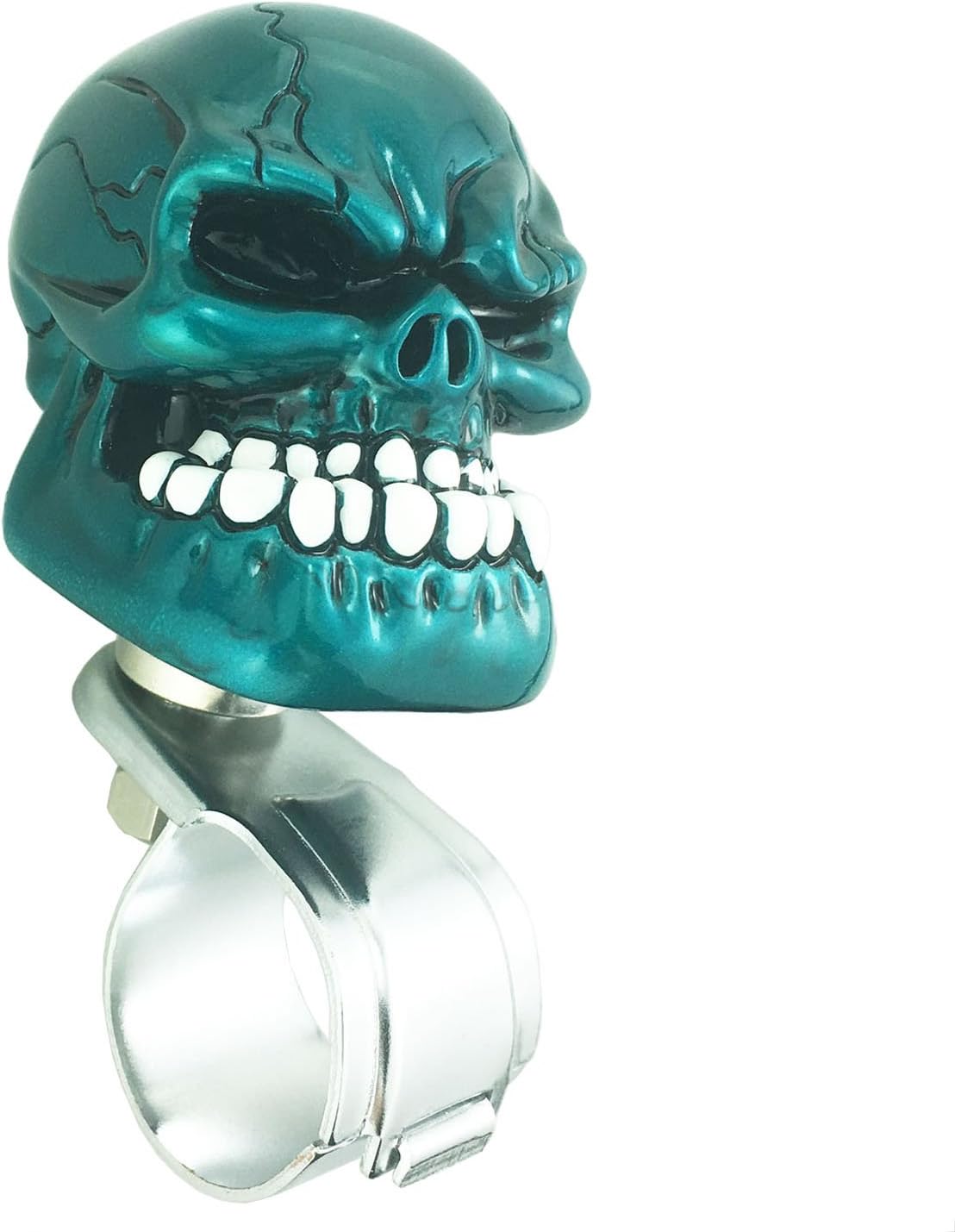 Skull Steering Wheel Spinner Knob Turning Driving Suicide Power Handle Universal Fit Most Vehicles Cars Trucks Tractors Mowers Forklifts Boat Golf Carts (Metal Blue)