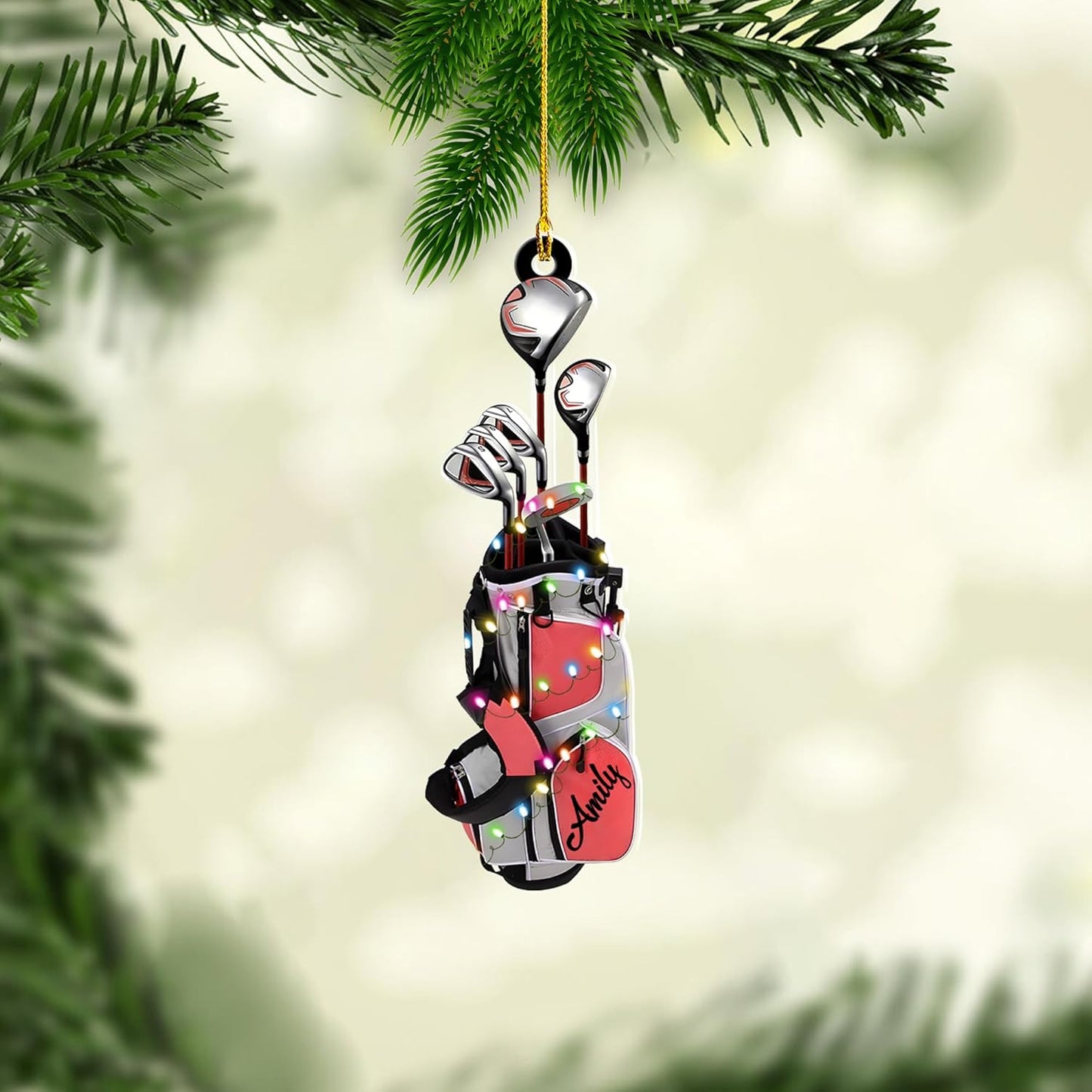 Personalized Golf Ornaments for Christmas Tree 2025 Custom Golf Christmas Ornament Golfing Bag Ornament Sports Golf Cart Ornaments Gift for Golfer Bag Golfing Lovers Hanging Decoration (G6)
