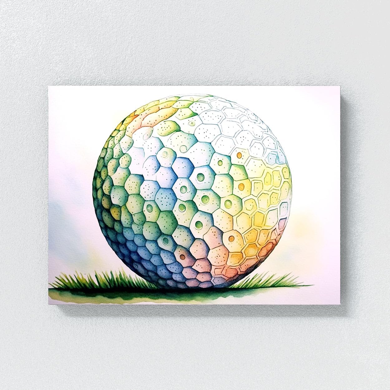 Sense Canvas Golf Ball Watercolor 27 Canvas Art - Home Decor Wall Art Print Poster Painting Large 40x30 / 0.75"