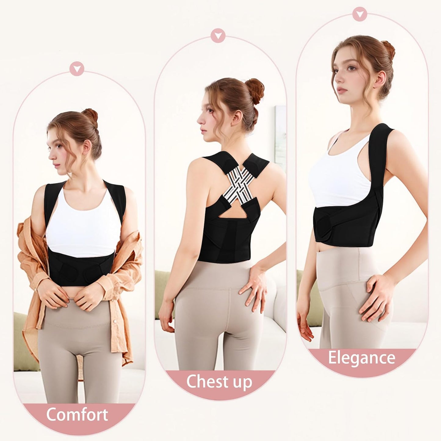 Back Brace Posture Corrector for Women and Men Shoulder Straightener Hunchback Adjustable Support Upper Comfy Correction Back Pain Relief Scoliosis Lumbar Spine Upgraded (Black, X-Large)