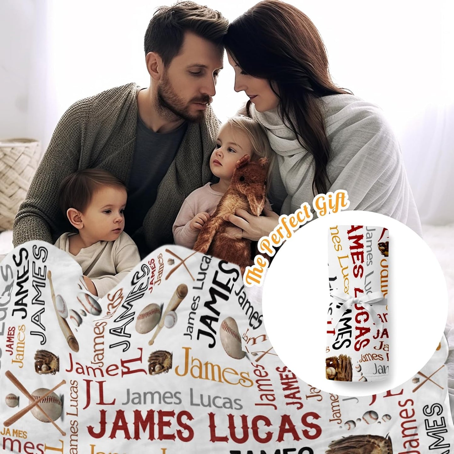 Custom Name Baseball Blanket - Personalized Names Soft Plush Flannel Throw Blankets for Baby Kids Teen Boys Girls Holidays Birthdays Gifts Color05