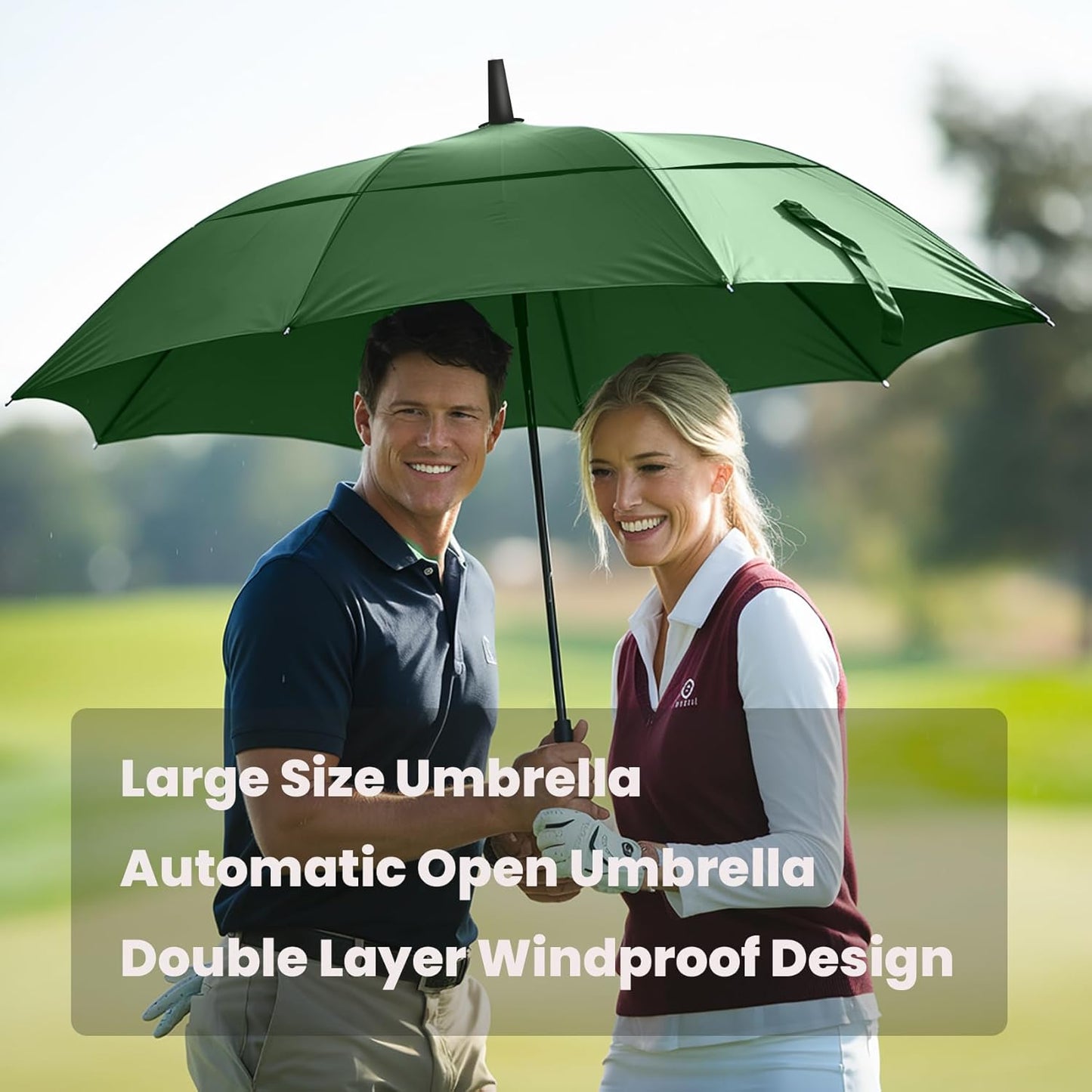 MRTLLOA Extra Large Golf Umbrella, 54/62/68/72 Inch Automatic Open, Oversize Double Canopy Vented Windproof Waterproof Sports Umbrellas for Rain