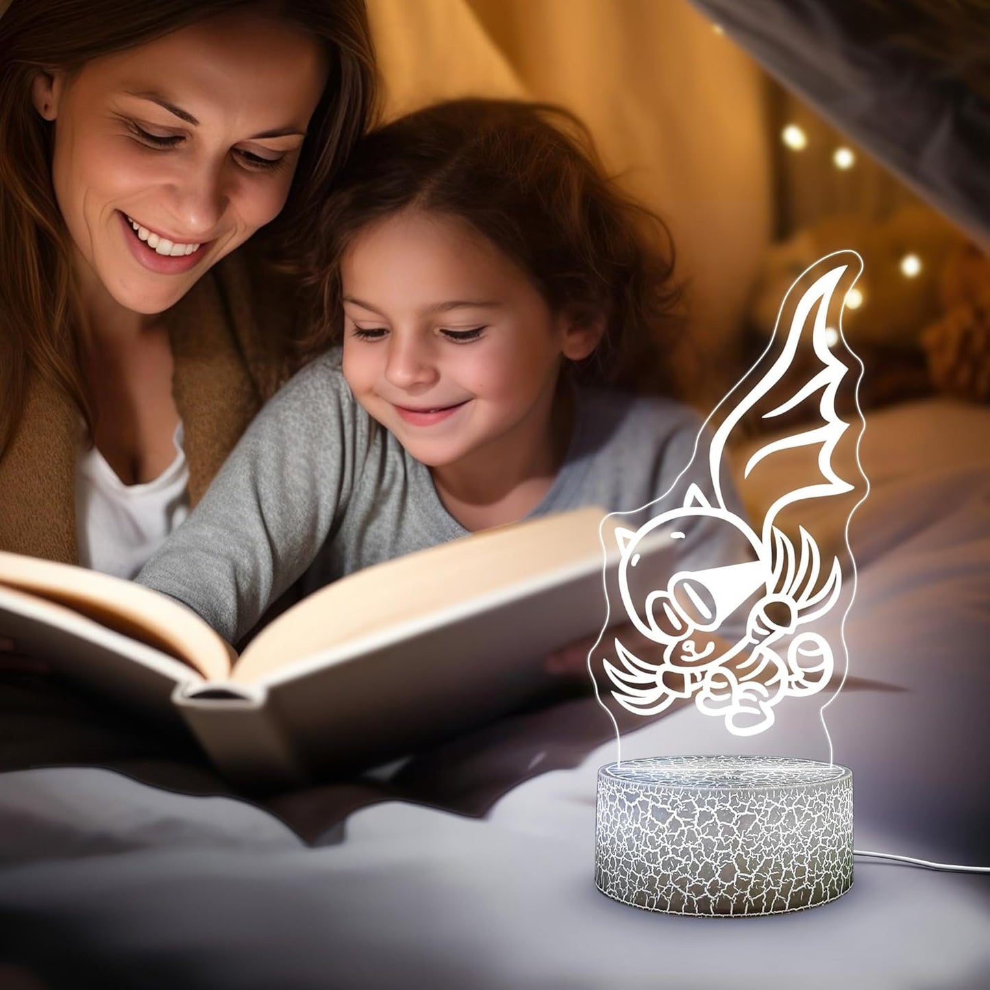 Officially Licensed Dog Man Night Light - Cat Kid LED Glow Light with Removable 7 Colors Base, Kids Bedroom Decor Bedside Lamp, Night Light for Kids, Christmas Birthday Gifts for Boys & Girls