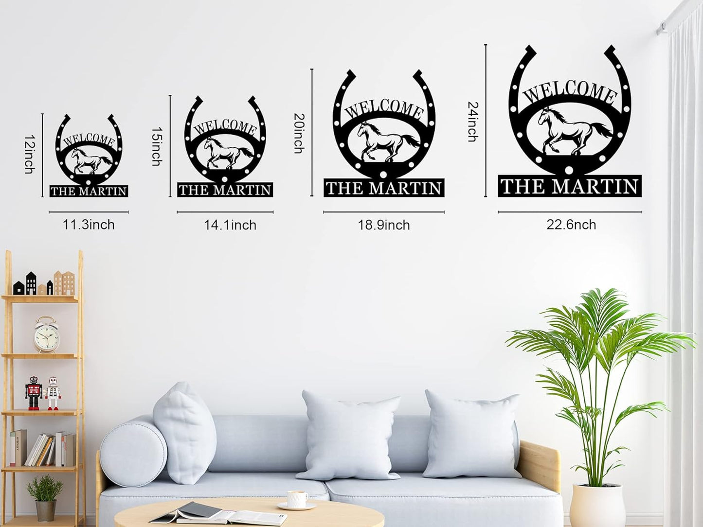 Custom Horseshoe Welcome Metal Sign Personalized Family Name Welcome Sign Last Name Sign Horseshoe Monogram Sign