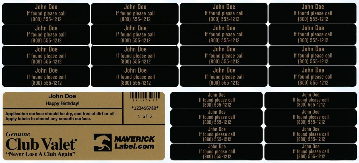 Customized Golf Club Labels – 24 Classy Identification Personalized Labels for Golf Clubs, Tools & More – Weatherproof, Fade Resistant
