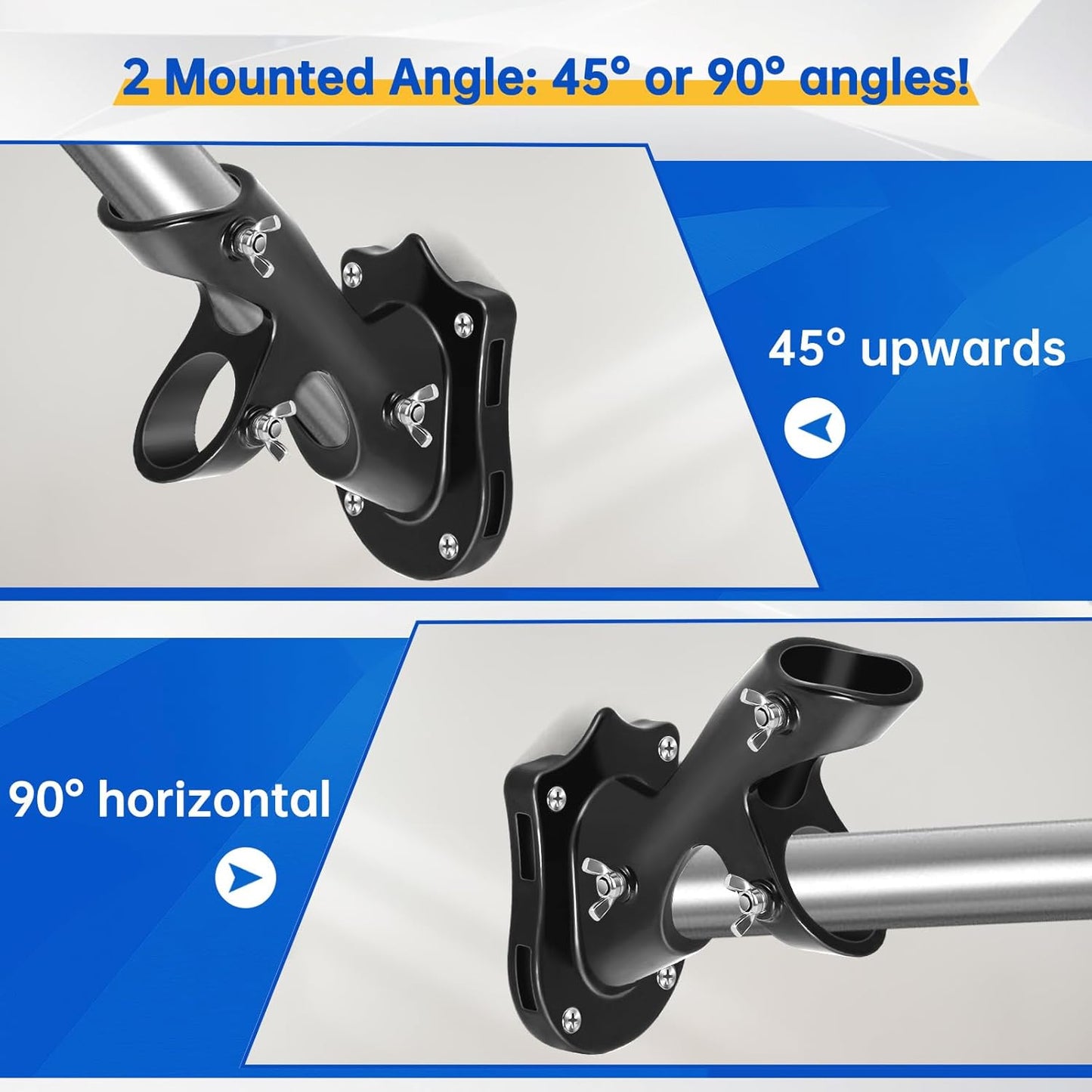 Anovo Flag Pole Kit- Stainless Steel 6 FT Flag Poles with1 Inch Metal 360° Rotating Flag Pole Rings Clip, Two-Position Flag Pole Holder Brackets Mounting for Outside House Outdoor Porch(6 FT - Black)