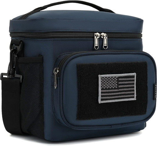 FlowFly Lunch Bag, Insulated Cooler, Thermal Lunch Box Tote with MOLLE/PALS Webbing, Adjustable Padded Shoulder Strap, for Tactical Men Women Adults and Boys Girls Kids (Cyan, Medium)