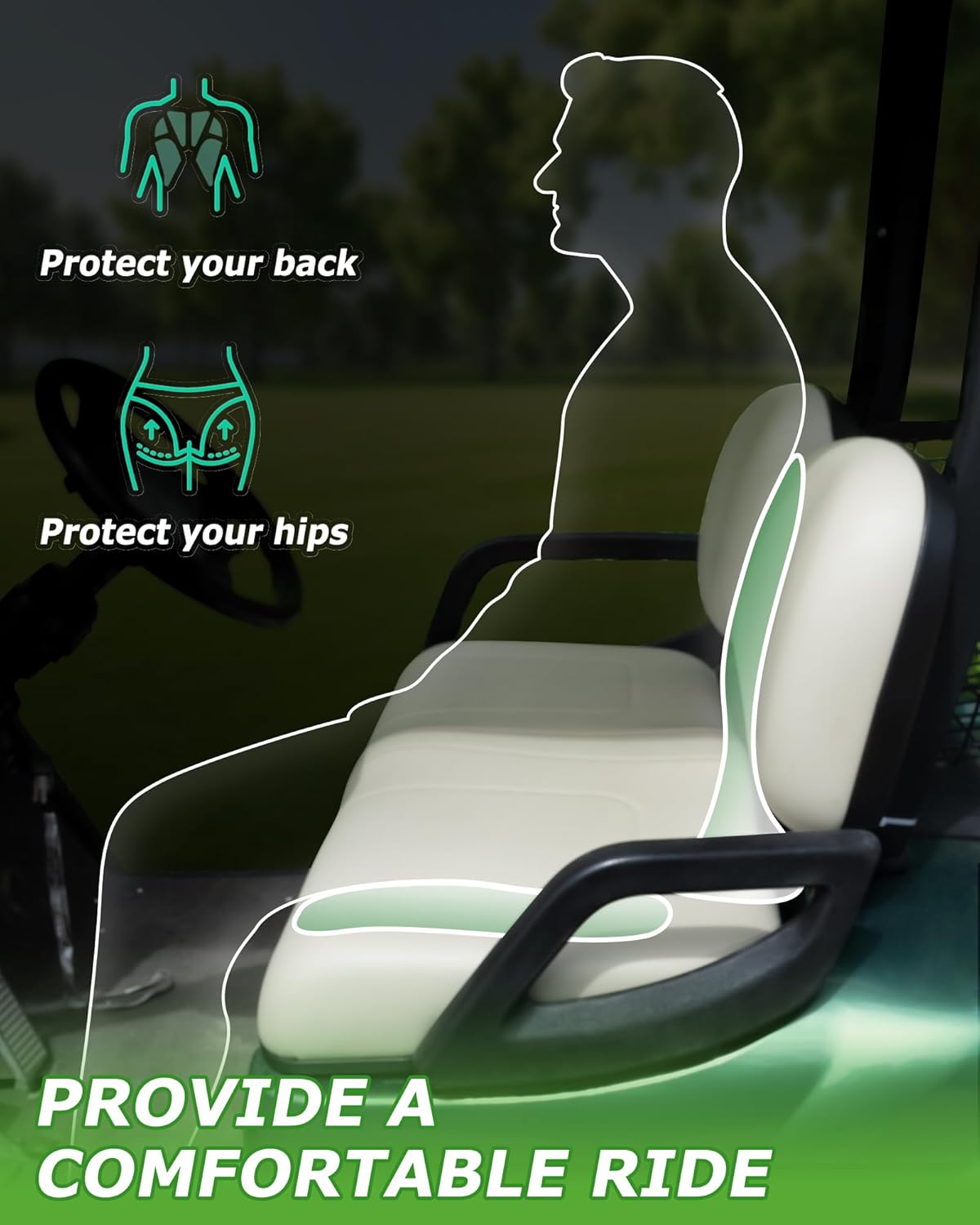 Golf Cart Front Seat Replacement Cushion Assembly Kit for Yamaha G29/Drive 2007-2016 Models,Front Seat Bottom and Front Seat Back Cushion Assembly