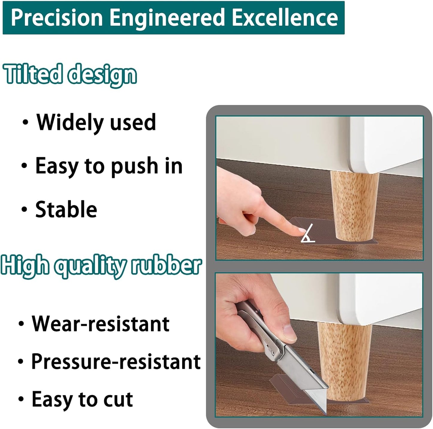 Furniture Levelers, 20Pcs Flexible Multi-Purpose Rubber Shims for Leveling - Prevent from Wobbling for Furniture Toilet (Brown)
