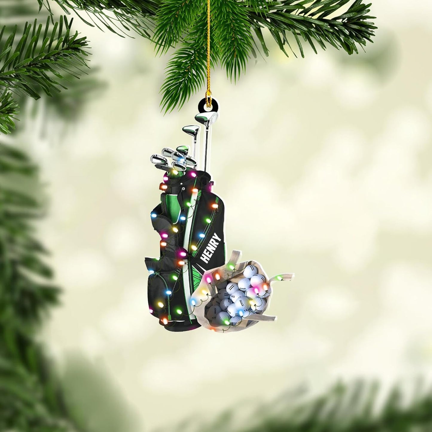 Personalized Golf Ornaments for Christmas Tree 2025 Custom Golf Christmas Ornament Golfing Bag Ornament Sports Golf Cart Ornaments Gift for Golfer Bag Golfing Lovers Hanging Decoration (G4)