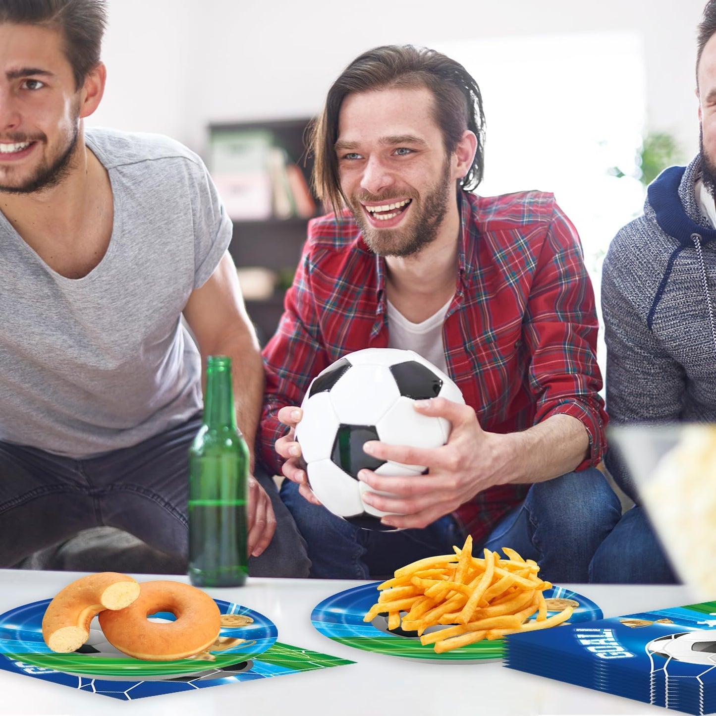 Soccer Birthday Party Decorations Disposable Sports Theme Plates Napkins Forks Supplies Serves 16 Men’s Boy’s 48Pcs Soccer Baby Shower Party Decorations