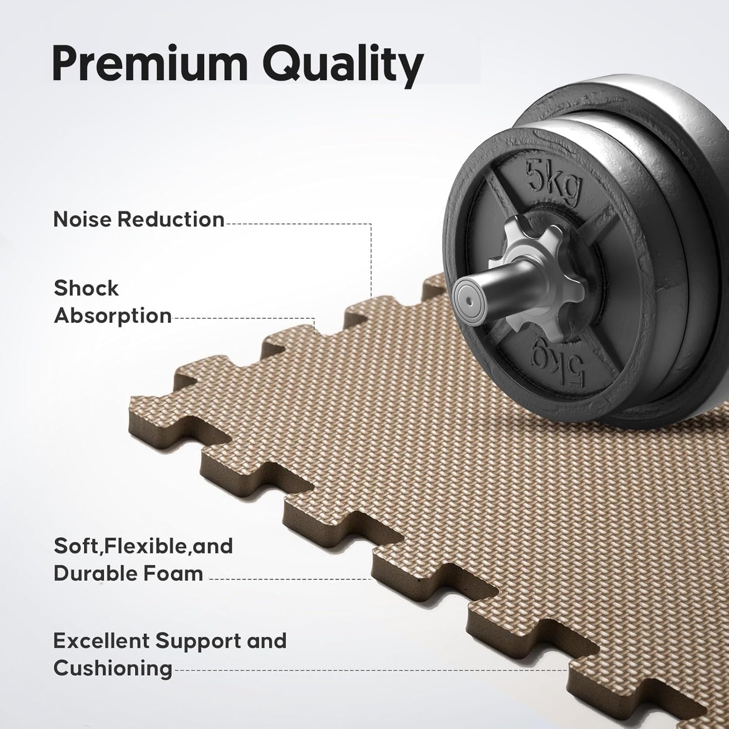 Home Gym Mat, Puzzle Exercise Mat, EVA Interlocking Foam Floor Tiles for Home Workout Equipment and Kids' Play Areas - Blue, 24 in x 24 in x ½ in - (Brown, 12 Pack (48 SQ FT))