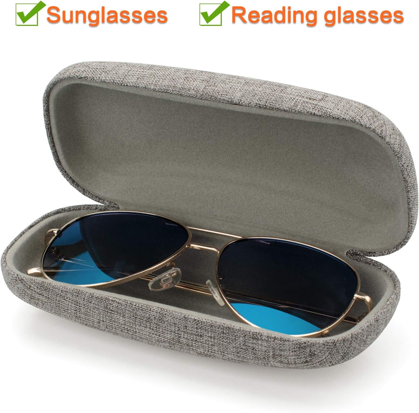 Vemiss Hard Shell Eyeglasses Cases, Linen Fabrics Protector Sunglasses Case, Large Glasses Case