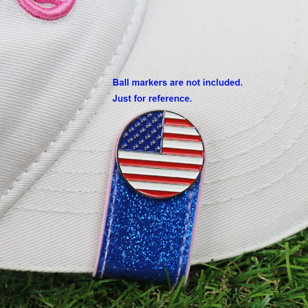 Glitering PVC Golf Hat Clip 2 PCS for Women Golfer