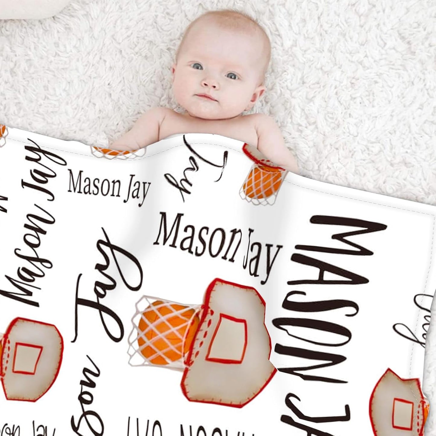 Custom Name Basketball Blanket - Personalized Names Soft Plush Flannel Throw Blankets for Baby Kids Teen Boys Girls Holidays Birthdays Gifts Color08