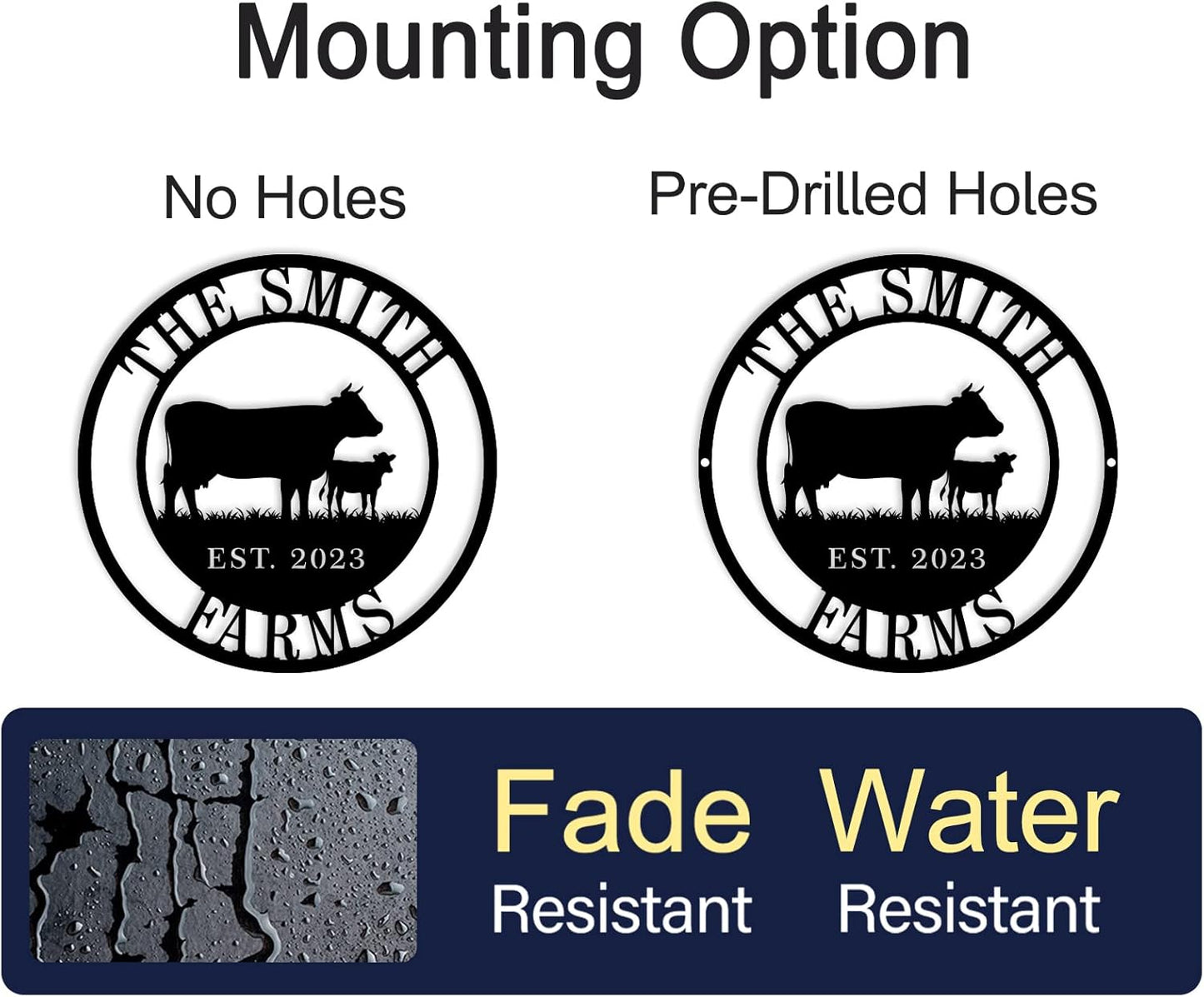 Personalized Cow Calf Metal Sign, Personalized Family Monogram Name Sign, Custom Cow Calf Farm Sign