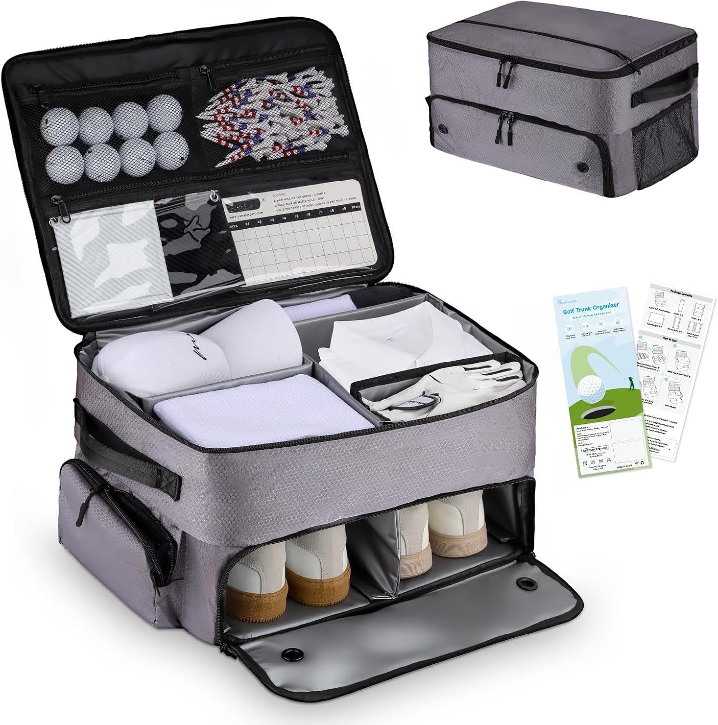 Golf Trunk Organizer, Golf Accessories for Men/Women to Storage Stuff and Gear, Cool Gifts for Golfers, Dad, Him/Her, Birthday or Father’s Day