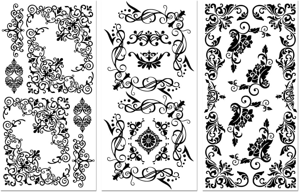 Peacoblue Rub on Transfer Decals for Furniture Crafts 6"x12", 3Pcs Vintage Corners Waterproof UV DTF Transfer Decals Sticker for Dresser Lingerie Chests Drawer Glass Porcelain Wood