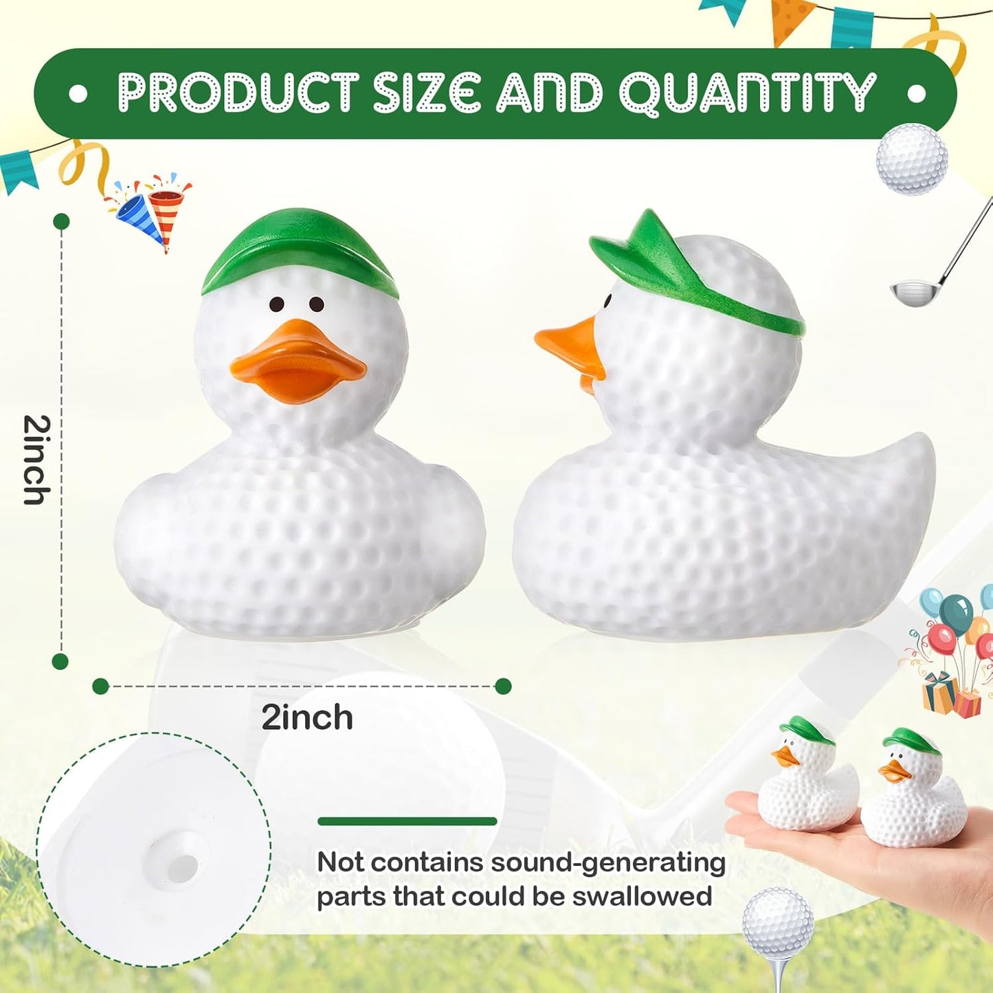 Deekin Rubber Duck 2 Inch Bulk Sport Party Favors for Team Events Game Day Decorations Birthday Party Decorations Club Player Gift(100 Pcs,Golf)