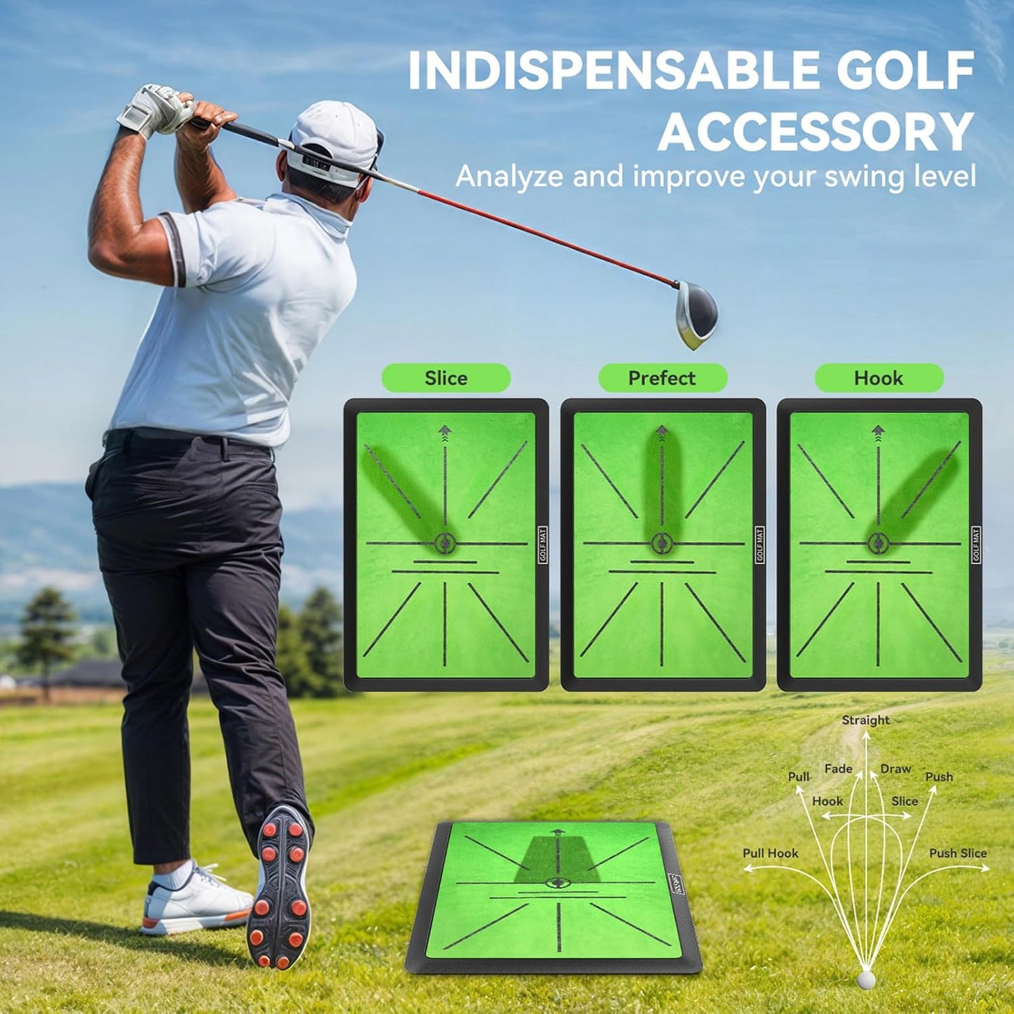 Golf Hitting Mat, Golf Practice Mat Outdoor Indoor for Training Chipping Show Swing Path, Golf Impact Turf Mat with Rubber Backing,Golf Accessories for Men,Gifts for Men/Dad/Husband