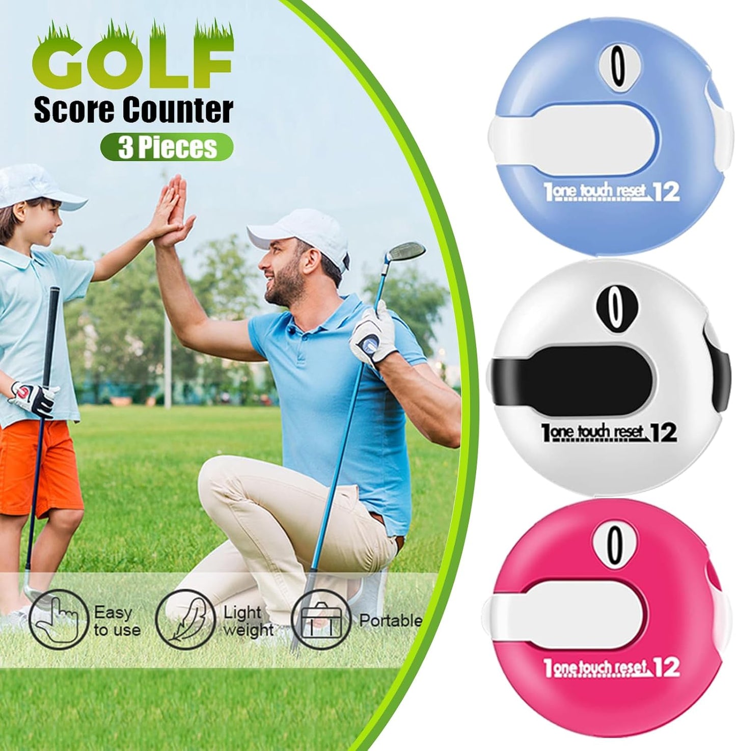 Golf Score Counter Compact Golf Score Tracker Set of 4 Multi-Colored Mini Stroke Counters for Easy Scoring on The Green