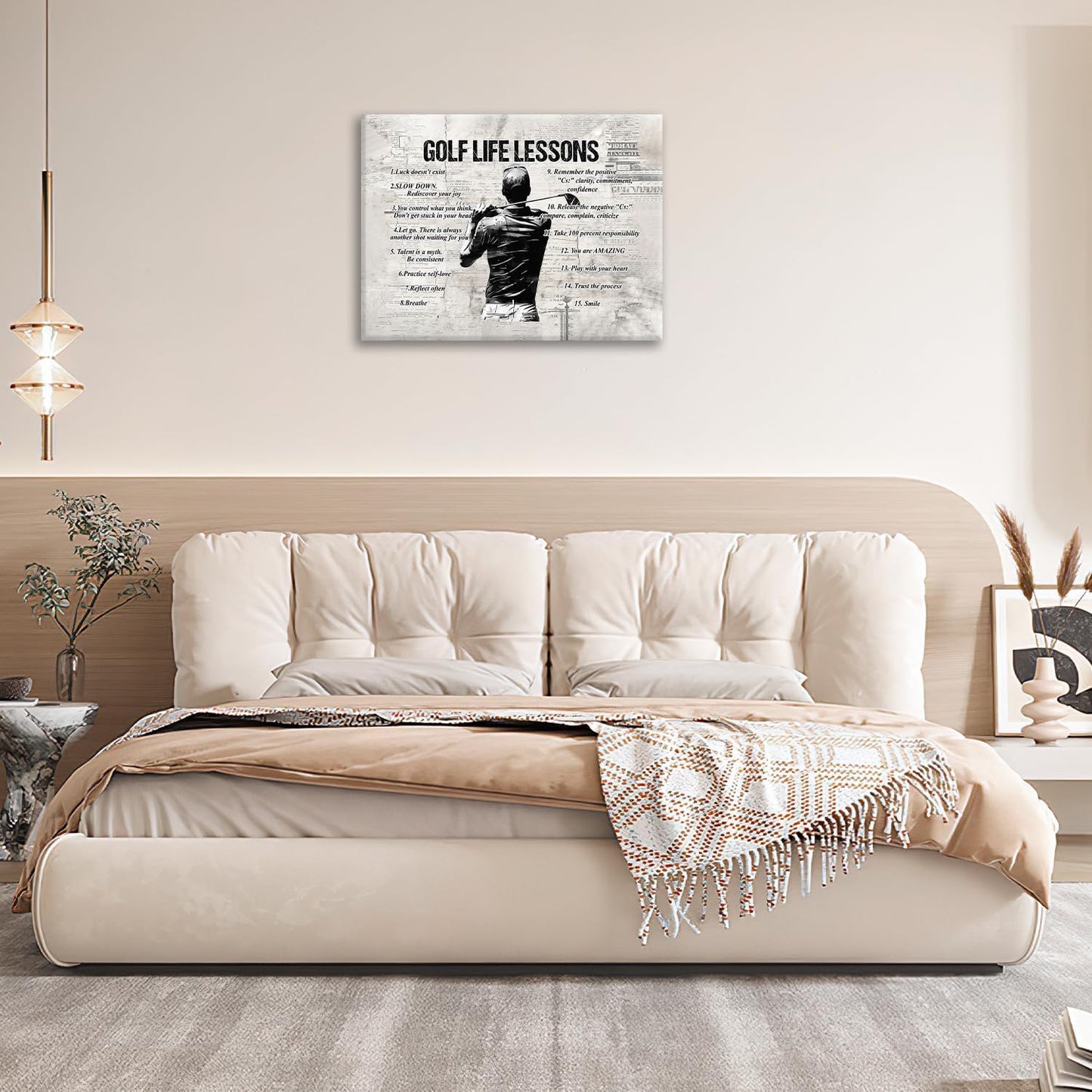 Gyeong Golf Sports Wall Art Golf Life Lessons Wall Decor Golf Sign Retro Poster Boy Men Room Motivational Decorations Canvas Print Painting Artwork for Bedroom Bathroom Living Room 16"x12"