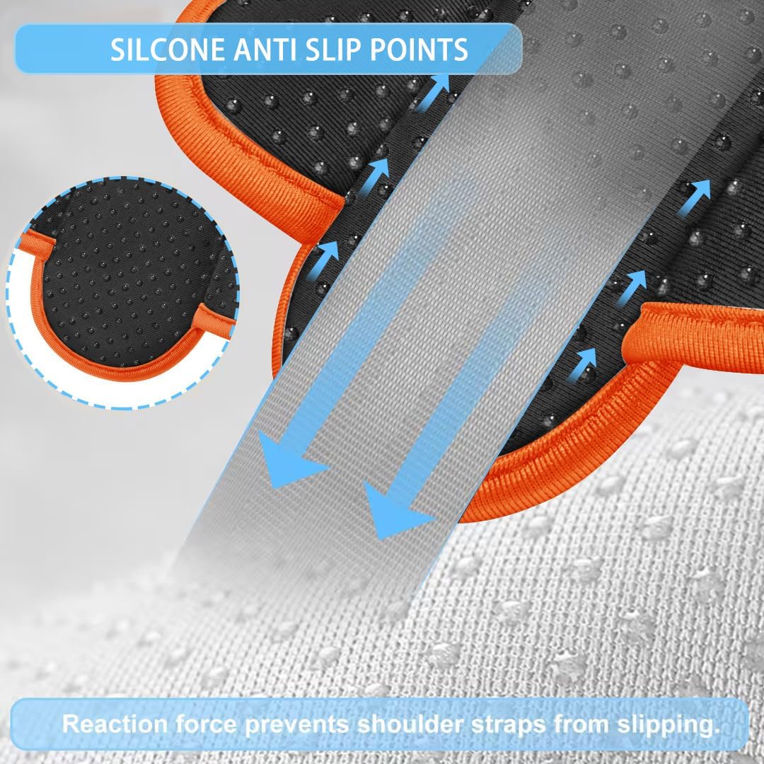 ZINZ 2-Pack Universal Shoulder Pad with Ultra Thick Cushion for Bag Luggage Bag Crossbody, Plus Long & Anti-Slip & Breathable,Grey-Orange Edge