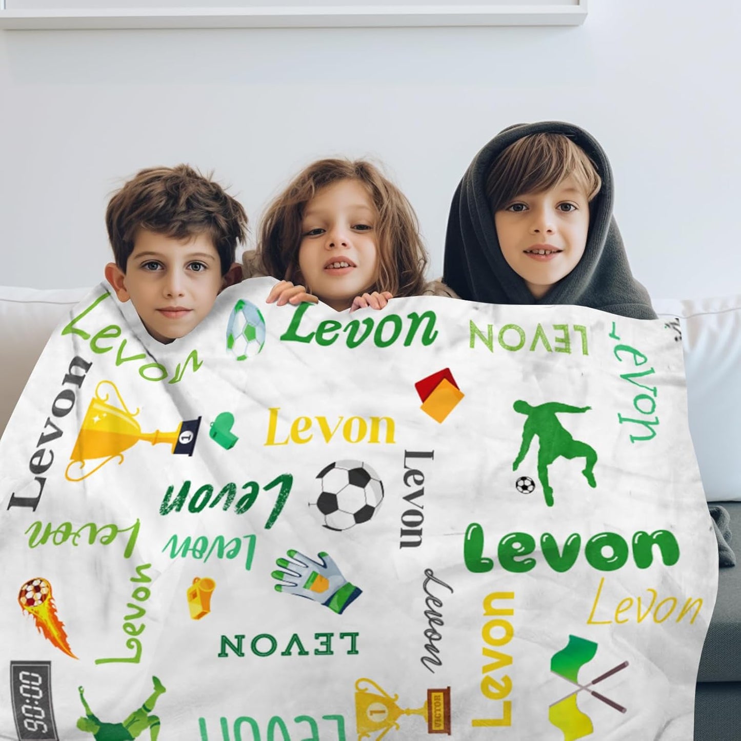 Custom Name Soccer Blanket - Personalized Names Soft Plush Flannel Throw Blankets for Baby Kids Teen Boys Girls Holidays Birthdays Gifts Color18