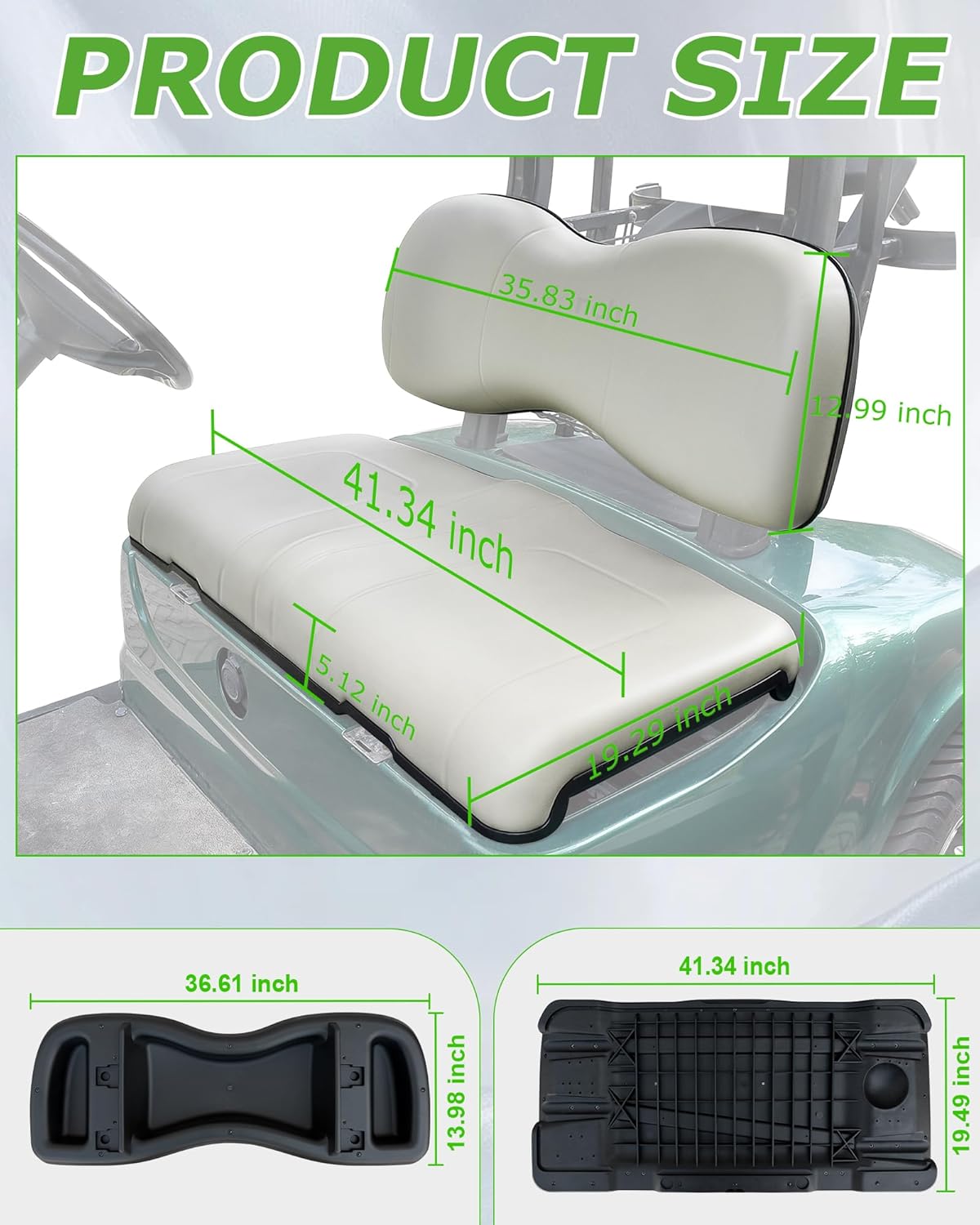 Golf Cart Front Seat Replacement Cushion Assembly Kit for Yamaha G29/Drive 2007-2016 Models,Front Seat Bottom and Front Seat Back Cushion Assembly