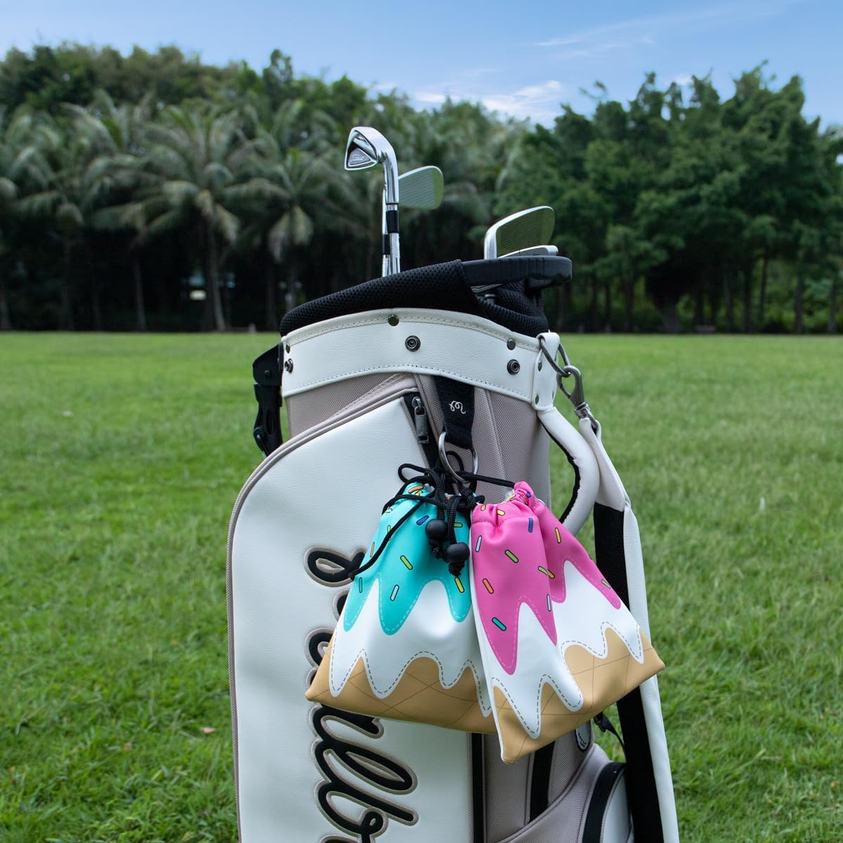 Golf Valuables Pouch, Leather Golf Tee Pouch with Drawstring Closure Golf Ball Tee Handbag Portable Golf Accessories