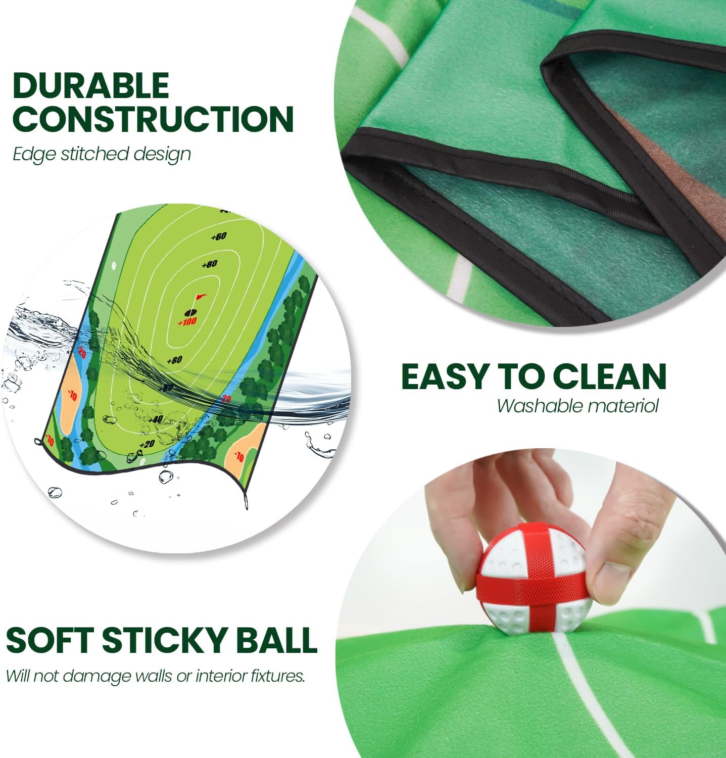 Golf Chipping Game Mat Double Sided,54 pcs Golf Game Set with 6×5 FT Golf Practice Mat,Outdoor Indoor Hitting Games for Adults & Kids,Home Backyard Garage Game, for Family Gatherings