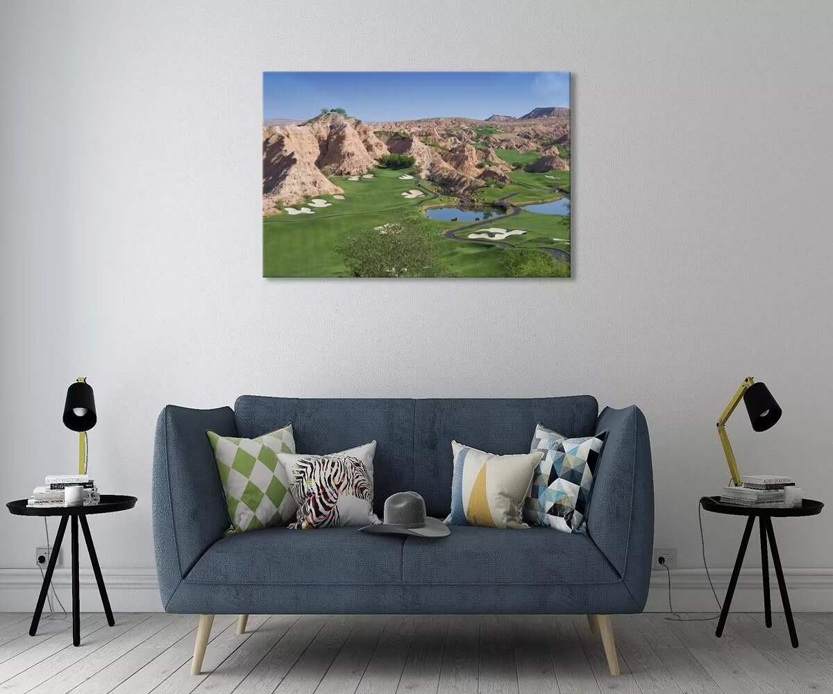Wolf Creek Golf Course Canvas Wall Art for Living Room Bedroom Bathroom Home Decorations Golf Course Picture Poster Framed Artwork Ready to Hang(12''H x 16''W)