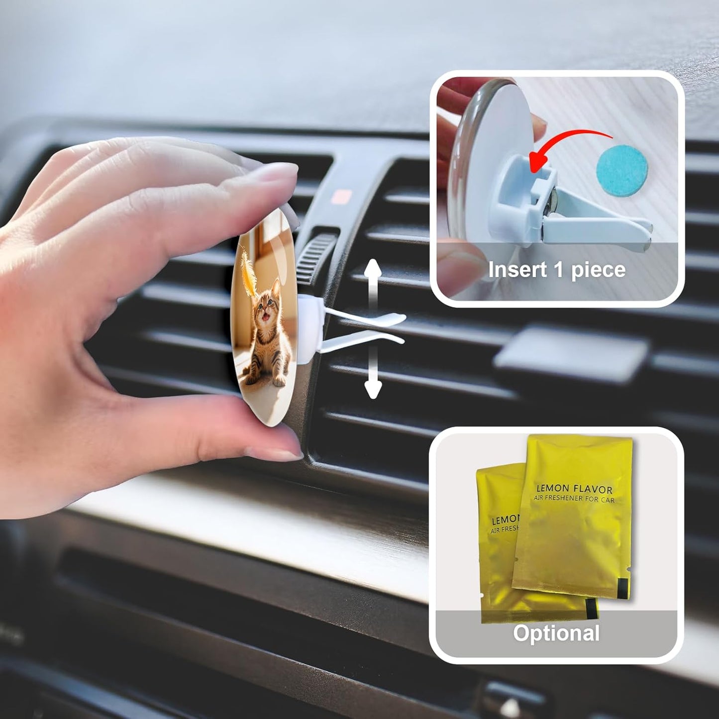 Custom Car Air Vent Clip Pack of 2 with Your Photo Text Personalized Car Air Freshener Customized Air Purifier Scented Crystal Clips for Interior