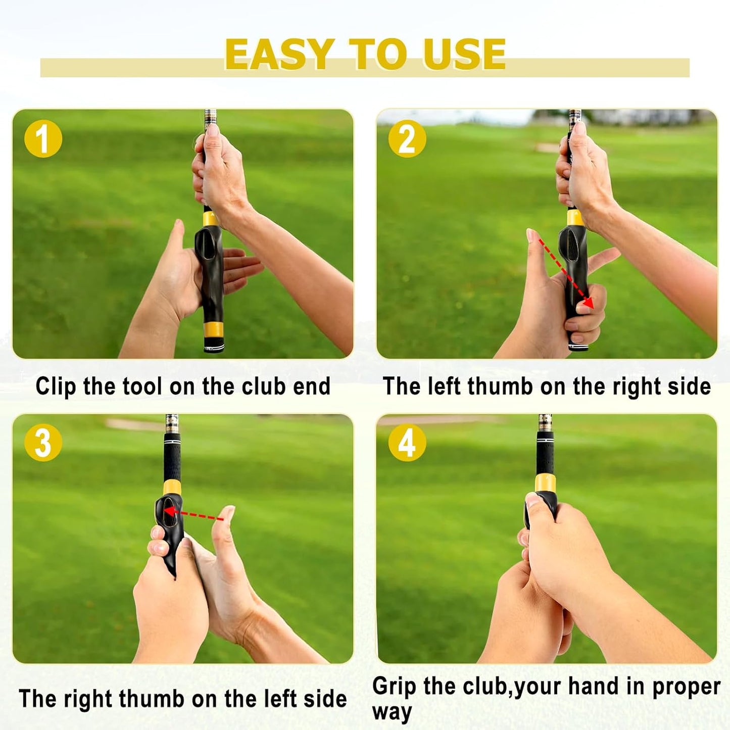 Golf Grip Trainer Right Hand for Women, for Man,for Lady, for Kids, Golf Training aids -Anti-Slip Golf Club Grips, Corrects Hand Position & Builds Muscle Memory for Clubs, Fits Most Golf Grips