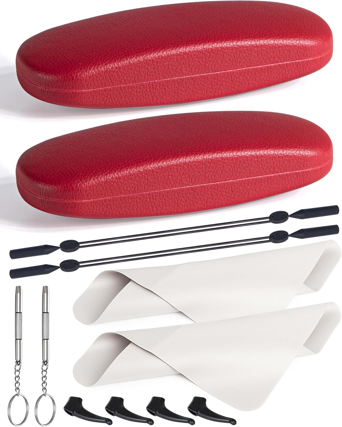 RayLove Glasses Case, Unisex Hard Shell Eyeglass Case, PU Leather Protective Hard Eye Glasses Cases with Eyewear Accessories