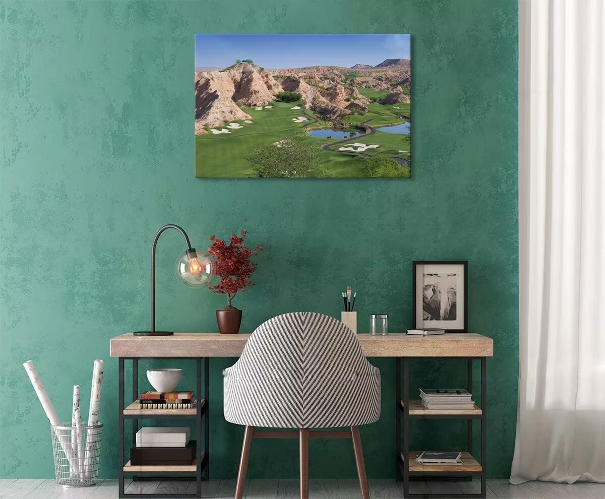 Wolf Creek Golf Course Canvas Wall Art for Living Room Bedroom Bathroom Home Decorations Golf Course Picture Poster Framed Artwork Ready to Hang(12''H x 16''W)