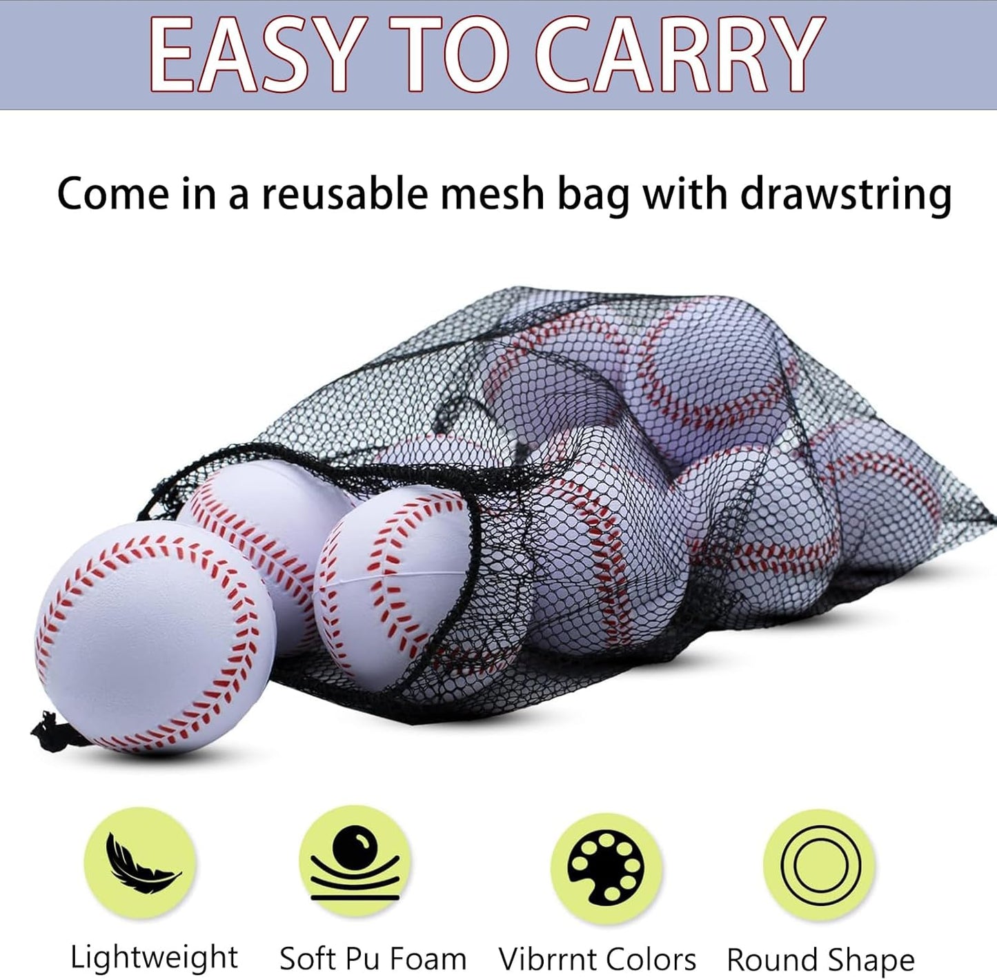 Magicorange Baseball,Foam Baseballs Training Baseballs Unmarked Practice Baseball for Hitting, Soft Toss, Batting, Fielding, Pitching