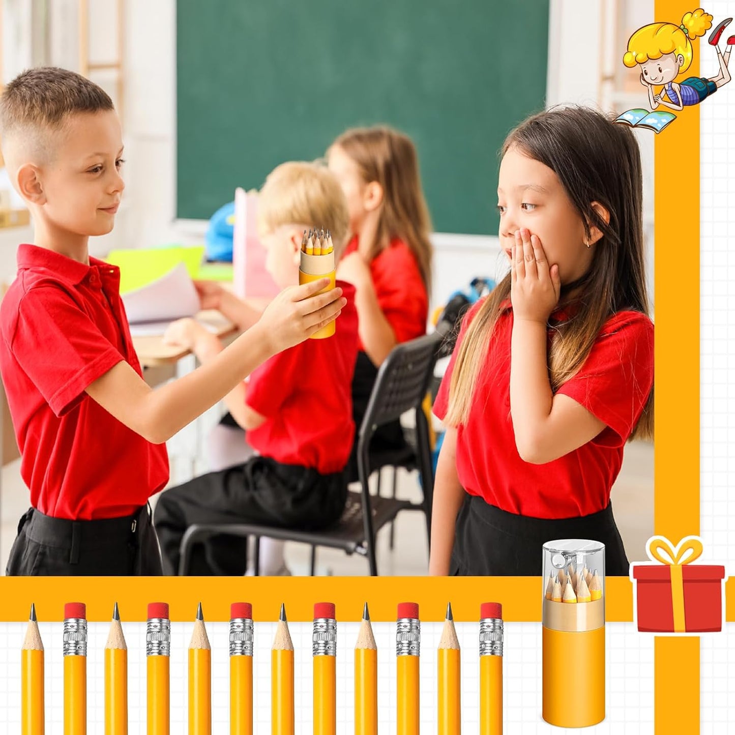 60 Pack 720 Pcs Mini Golf Pencils Bulk with Eraser and Sharpener 2HB Pre-sharpened Yellow Half Pencils Short Pencil Gift for Kids Back to School Party Favor Classroom Supplies Golf Event