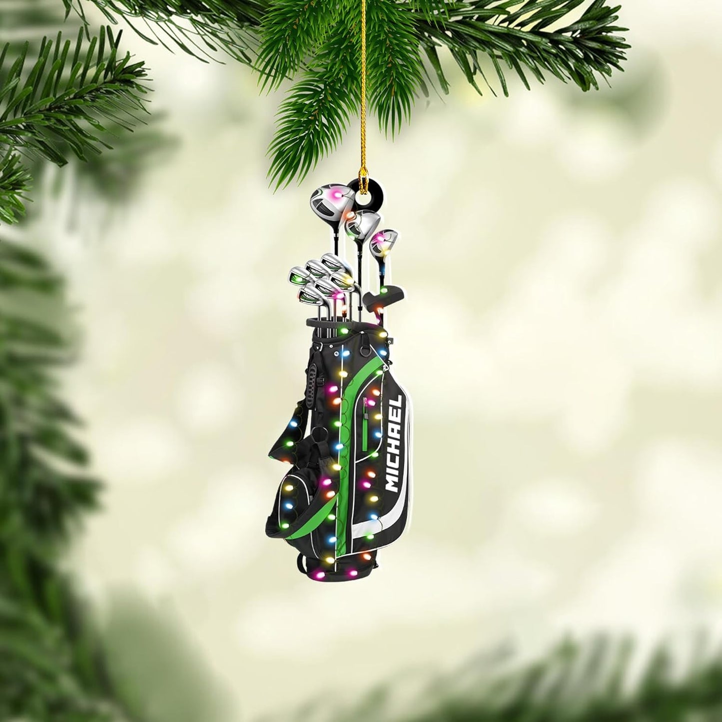 Personalized Golf Ornaments for Christmas Tree 2025 Custom Golf Christmas Ornament Golfing Bag Ornament Sports Golf Cart Ornaments Gift for Golfer Bag Golfing Lovers Hanging Decoration (G12)