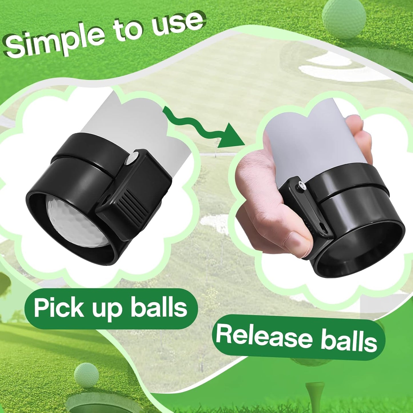 Deekin 2 Pieces Golf Ball Picker Plastic Clear Golf Ball Retriever Collector Golf Ball Pickup Tool Shag Tube