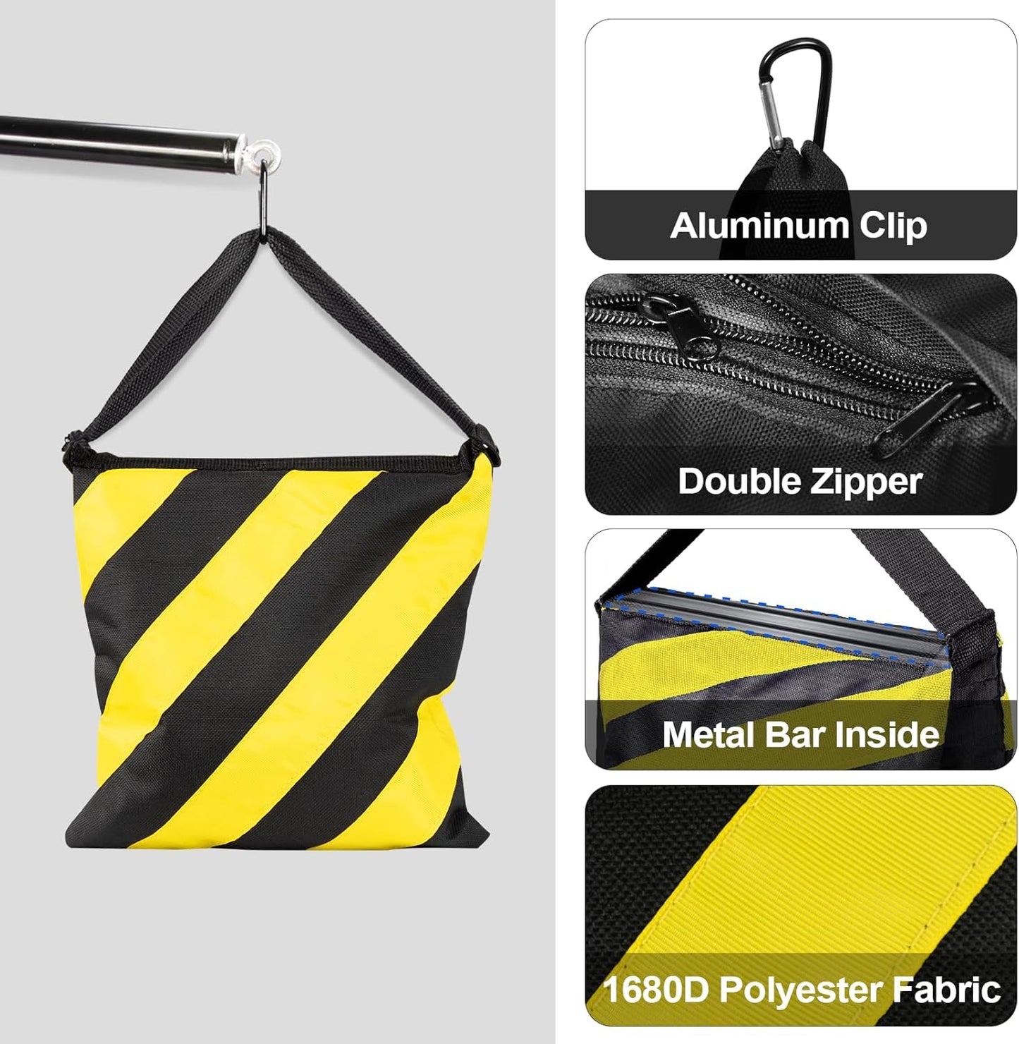 EMART Heavy Duty Sandbag Photo Studio Weight Bag Saddlebag Design for Photography Light Stand Tripod, Outdoor Patio, Sports, Pop up Tent, Umbrella Base, Camping, Fishing Chair -4 Packs Set(Yellow)